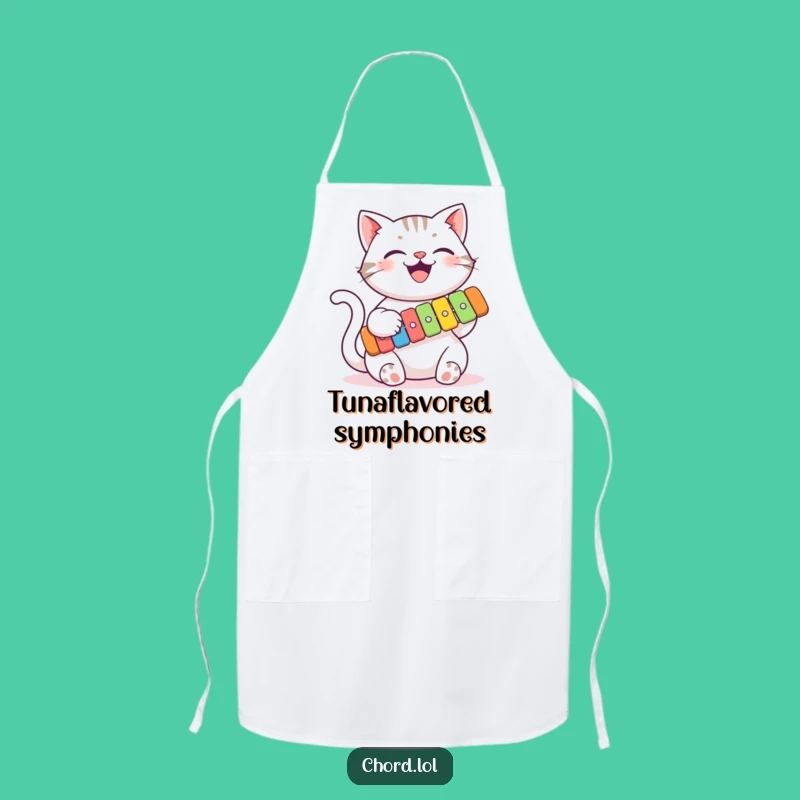 Funny Cat Xylophone Apron - Chef's Humorous Kitchen Wear for Musical Cooks