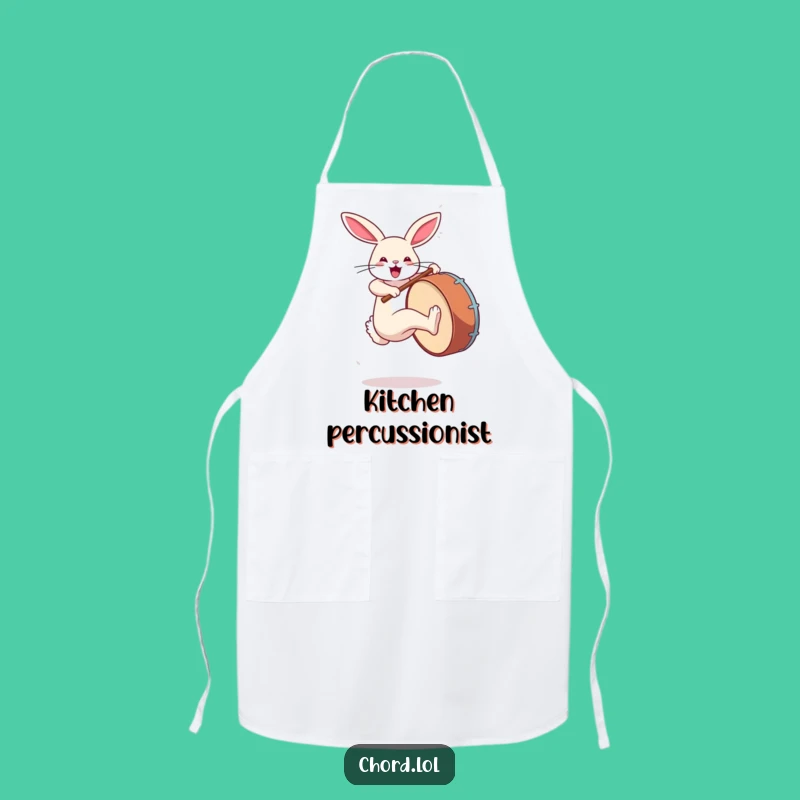 Funny Rabbit Drum Apron - Jumping Chef Music Funny Kitchen Gift