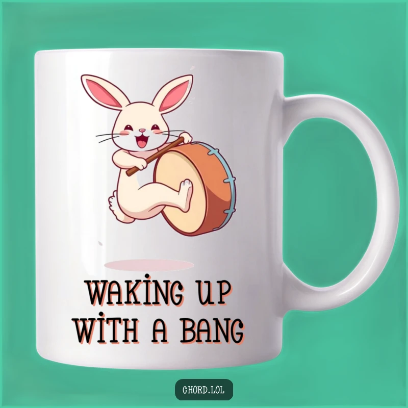 Funny Rabbit Drum Mug - Jumping Beat Music Lover Funny Gift