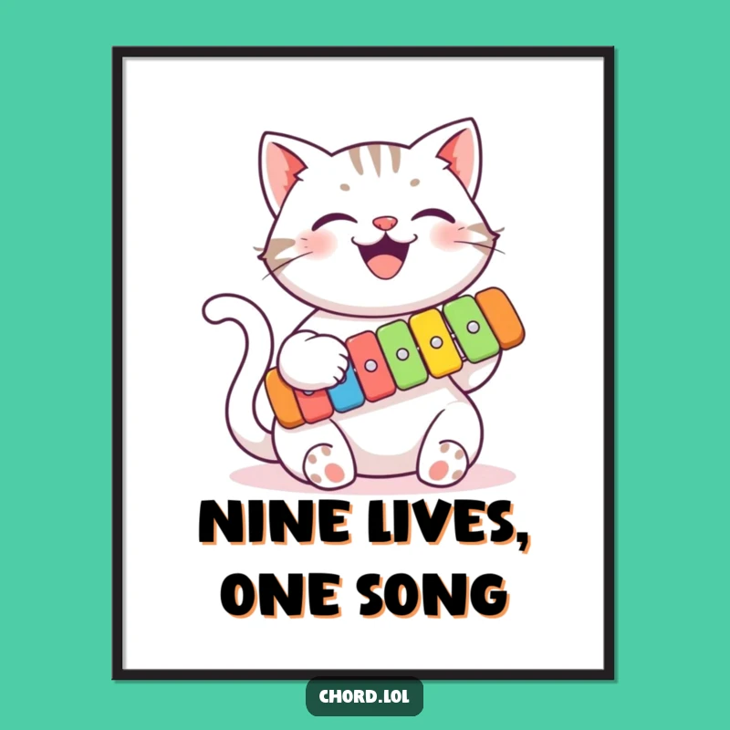 Funny Cat Xylophone Poster - Whimsical Wall Art for a Humorous Home Decor