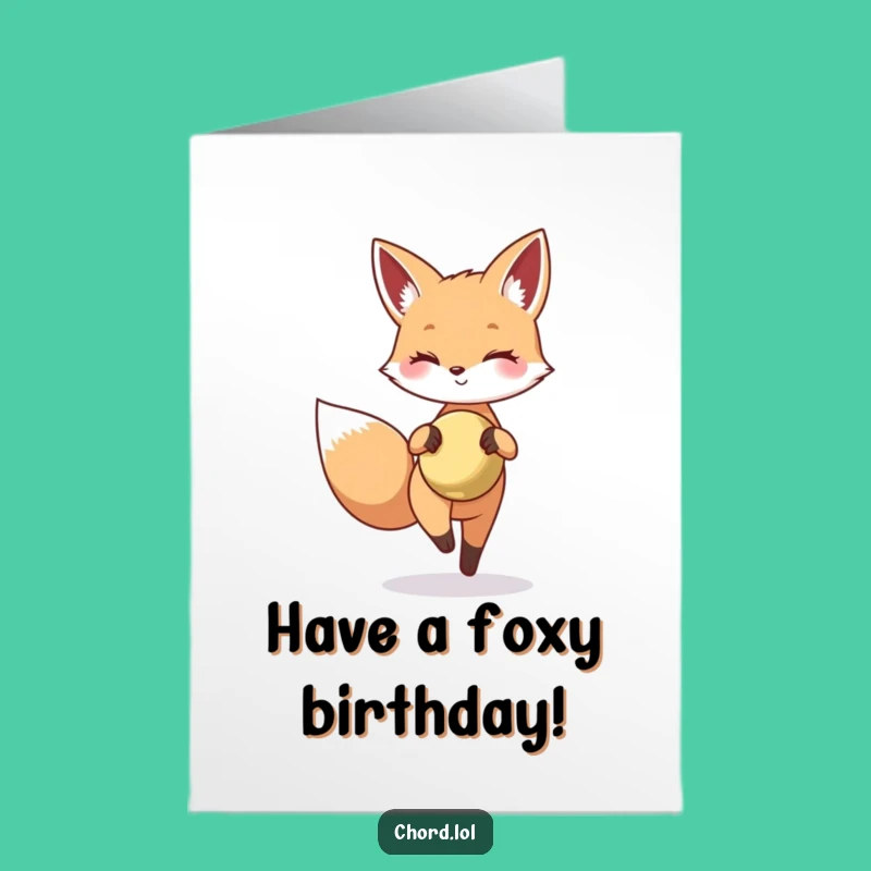 Free Printable Birthday Card: Funny Fox Cymbal - Humorous Downloadable