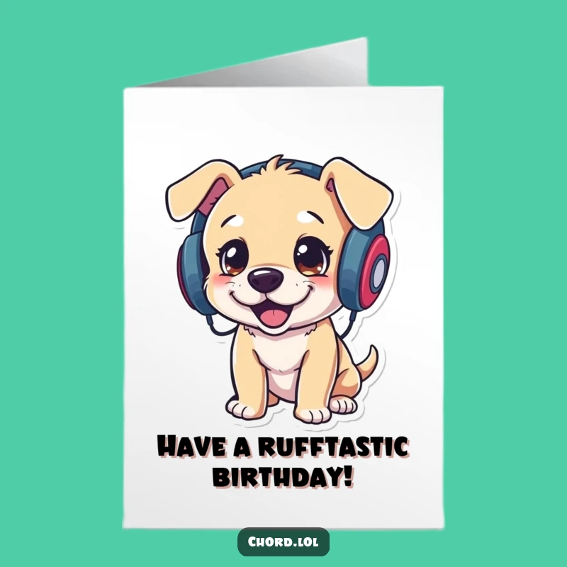 Free Printable Funny Birthday Card: DJ Puppy Rocking Out - Hilarious Downloadable Beat