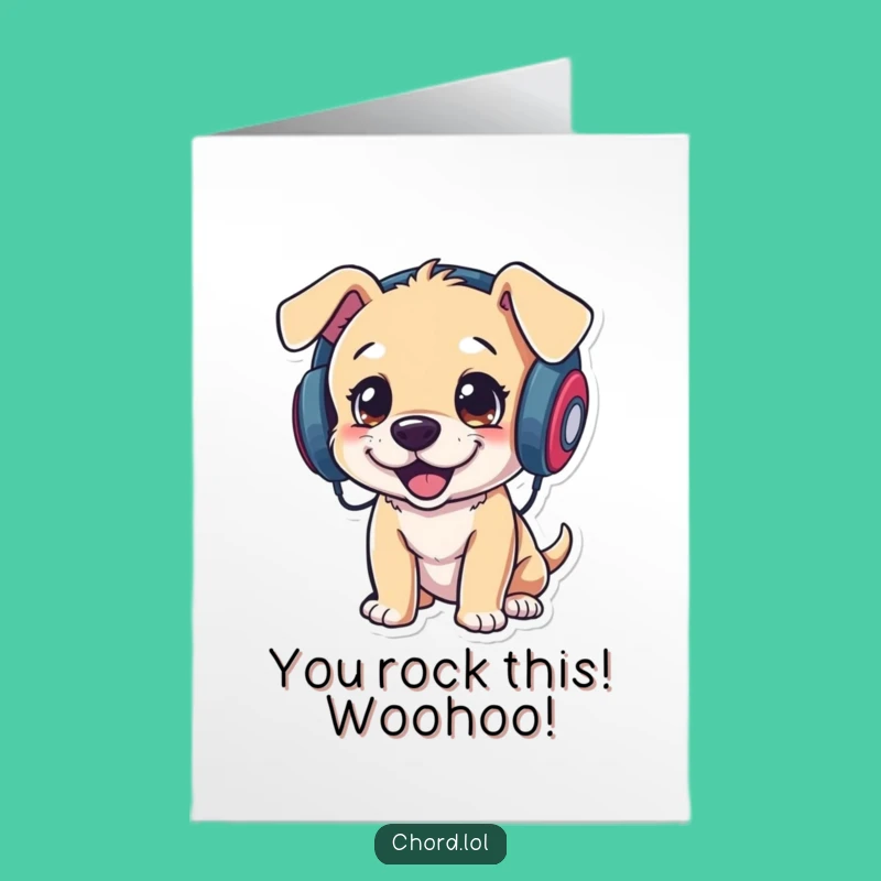 Free Printable Congrats Card: Party Puppy DJ Vibes - Awesome Downloadable Celebration