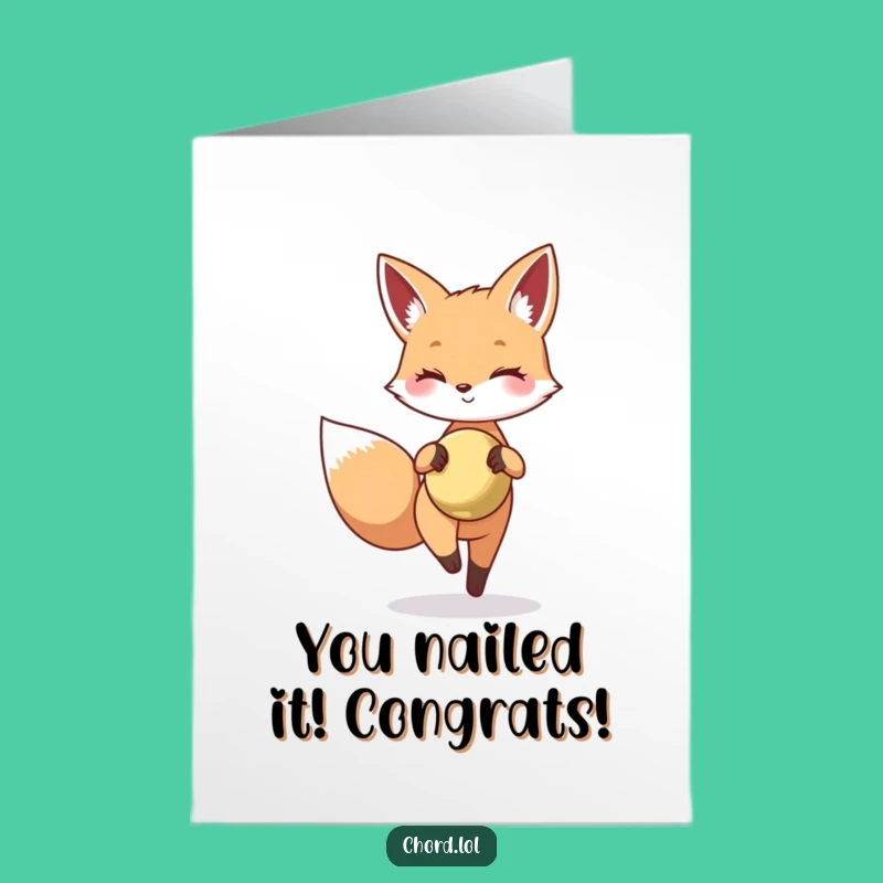 Free Printable Congrats Card: Funny Fox Cymbal Surprise - Print at Home