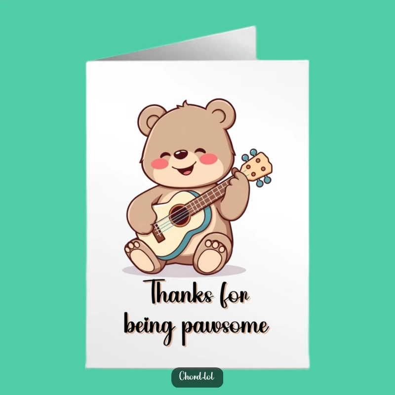 Free Printable Thank You Card: Bear's Ukulele Tune - Downloadable