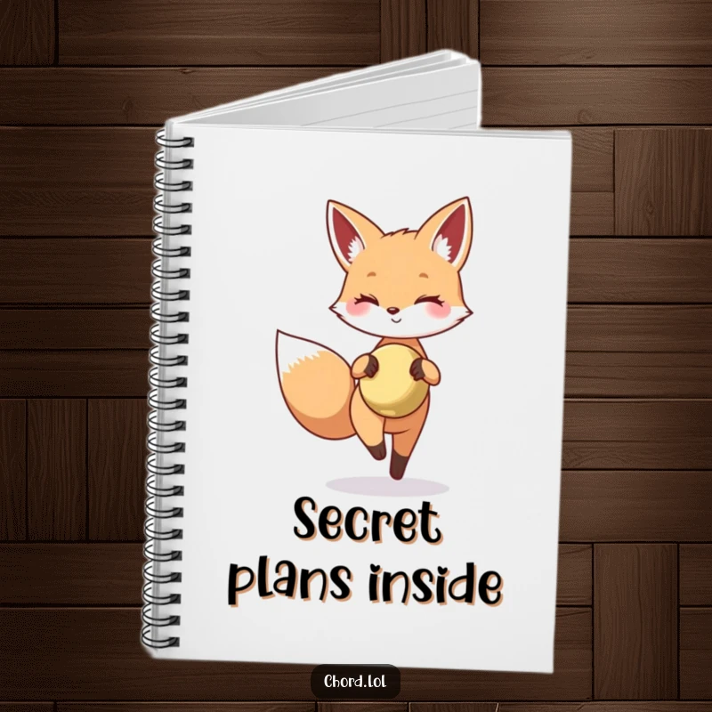 Funny fox tiptoeing with a tiny cymbal, perfect for secret notes or brainstorming.