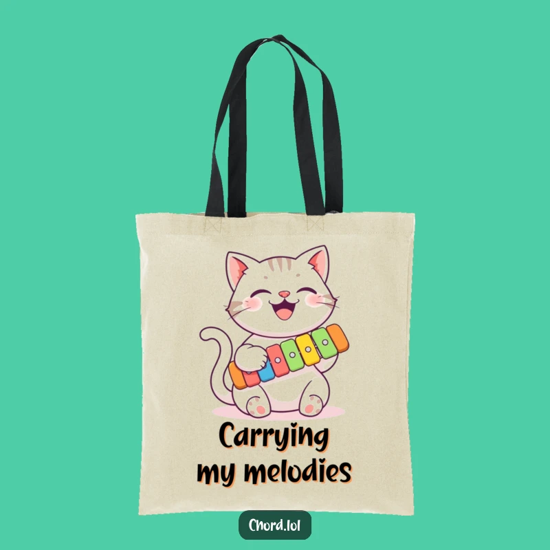 Funny Cat Xylophone Tote Bag - Stylish and Humorous Carry-all for Music Fans