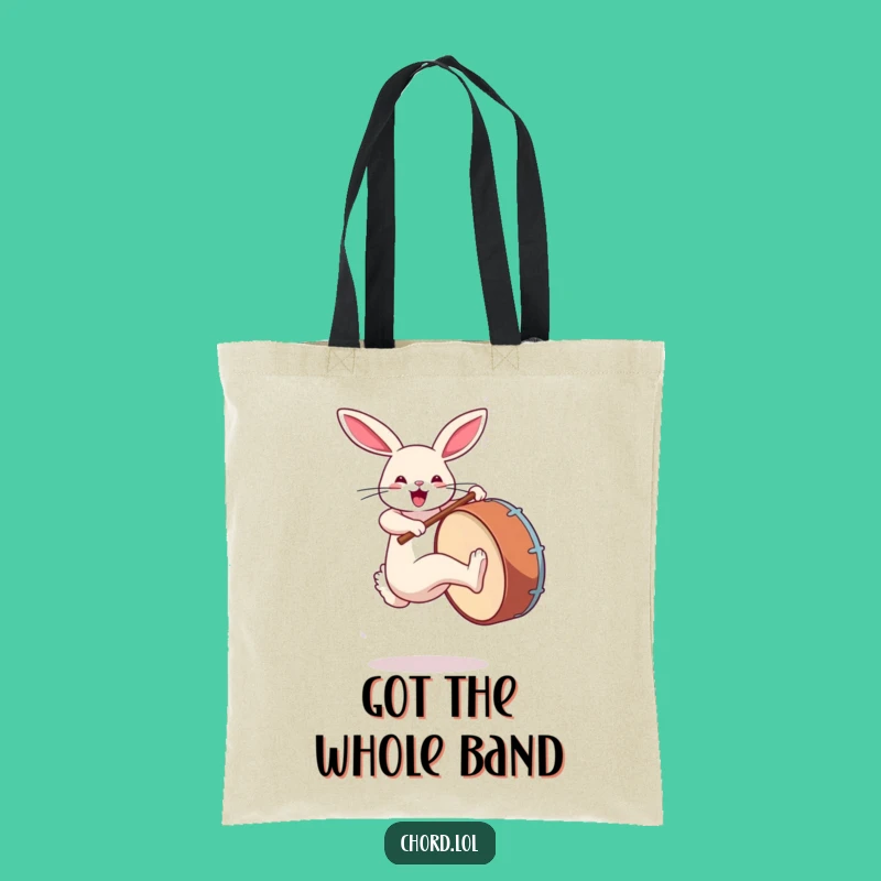 Funny Rabbit Drum Tote Bag - Music Lover Funny Gift Carrier
