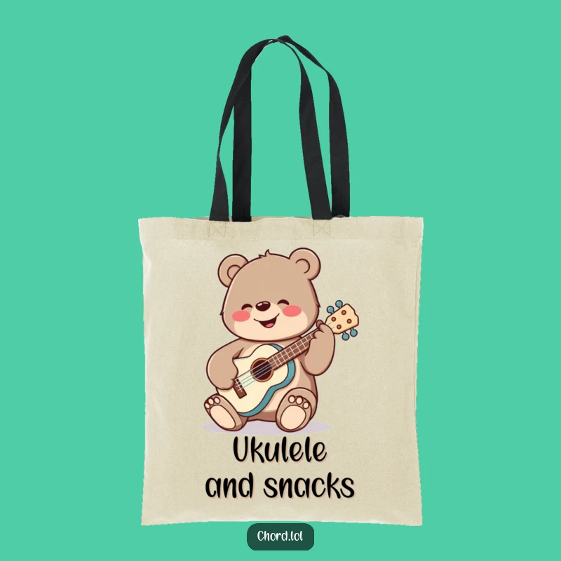Funny Bear Ukulele Tote Bag - Musical Companion Funny Gift Holder